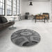 Round Patterned Gunmetal Gray Rug in a Office, pat1971gry