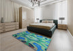 Patterned Light Sea Green Rug in a Bedroom, pat1971lblu