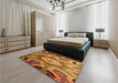 Patterned Mahogany Brown Rug in a Bedroom, pat1971org