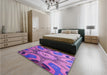 Patterned Purple Rug in a Bedroom, pat1971pur