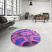 Round Patterned Purple Rug in a Office, pat1971pur