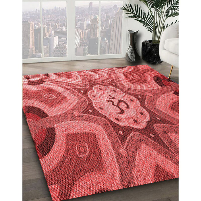 Machine Washable Transitional Red Rug in a Family Room, wshpat1971rd