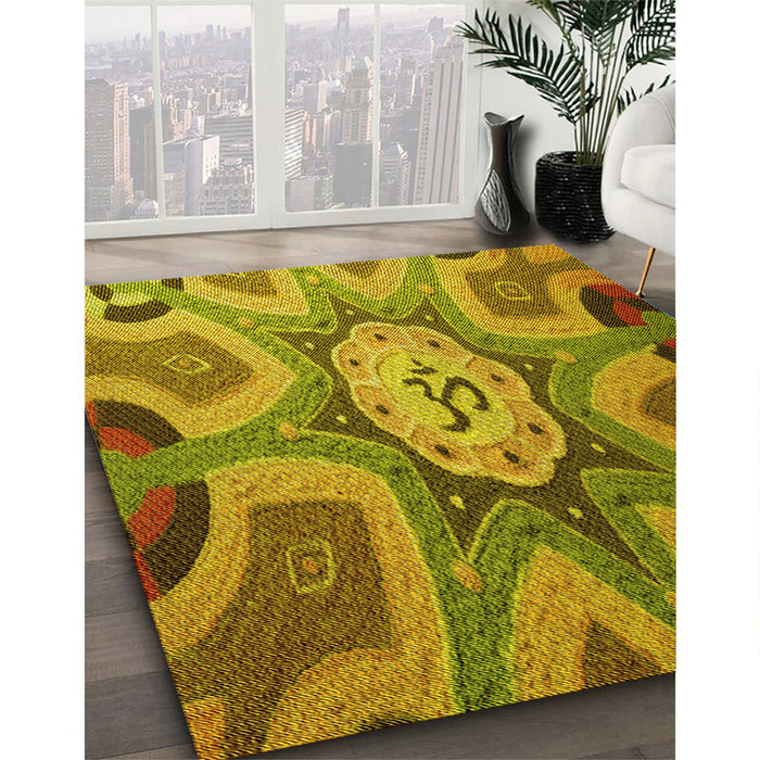 Machine Washable Transitional Yellow Rug in a Family Room, wshpat1971yw