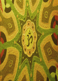 Machine Washable Transitional Yellow Rug, wshpat1971yw