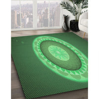 Patterned Medium Forest Green Rug, pat1972grn