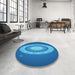 Round Patterned Blue Rug in a Office, pat1972lblu