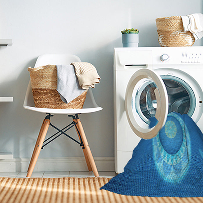 Machine Washable Transitional Blue Rug in a Washing Machine, wshpat1972lblu