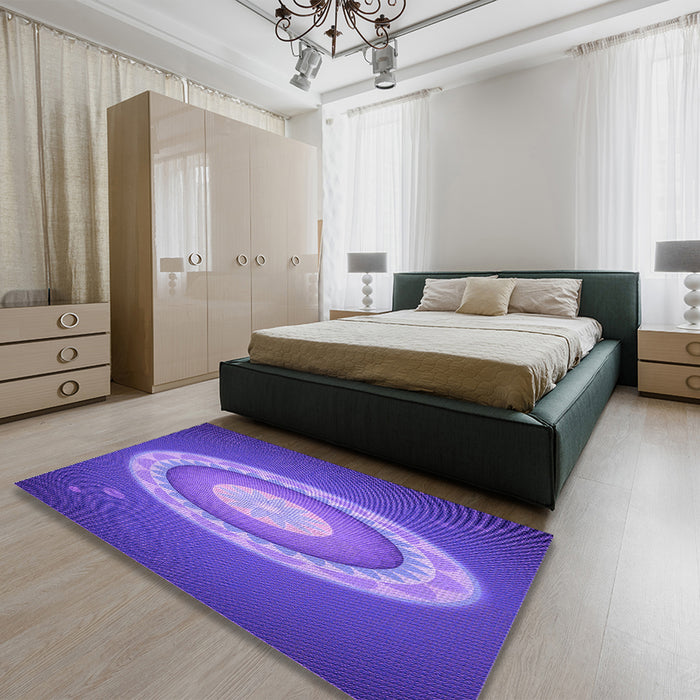 Round Machine Washable Transitional Purple Mimosa Purple Rug in a Office, wshpat1972pur