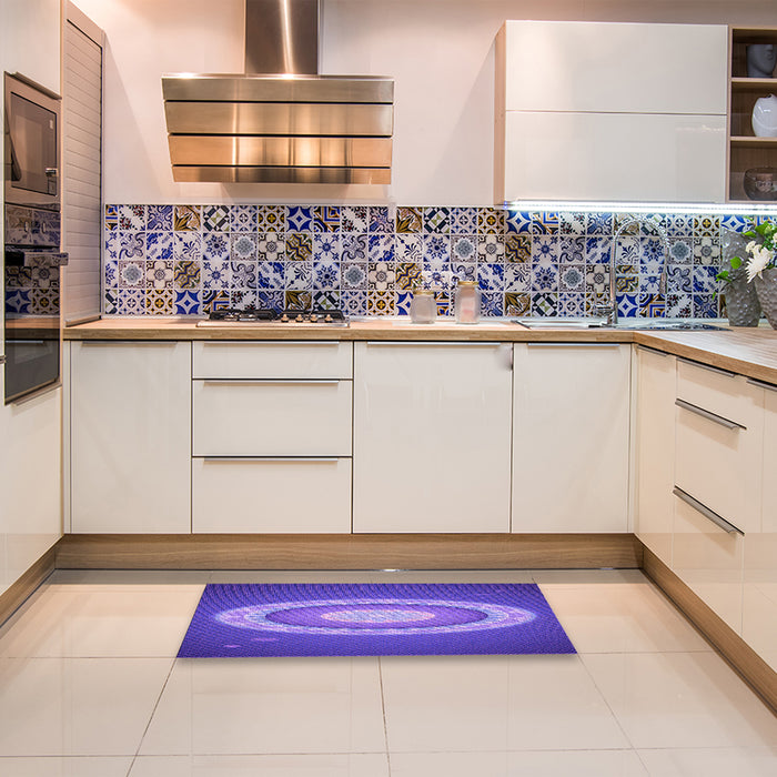 Patterned Purple Mimosa Purple Rug in a Kitchen, pat1972pur