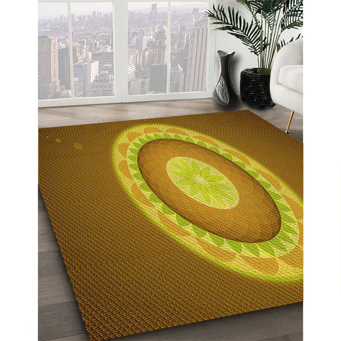 Machine Washable Transitional Saddle Brown Rug in a Family Room, wshpat1972yw
