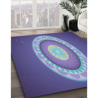 Patterned Denim Blue Novelty Rug, pat1972