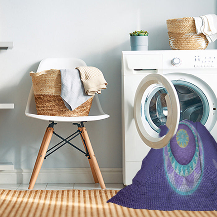 Machine Washable Transitional Denim Blue Rug in a Washing Machine, wshpat1972