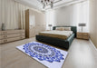 Patterned Blue Rug in a Bedroom, pat1973blu