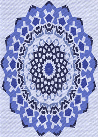 Machine Washable Transitional Blue Rug, wshpat1973blu