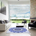 Square Patterned Blue Rug in a Living Room, pat1973blu