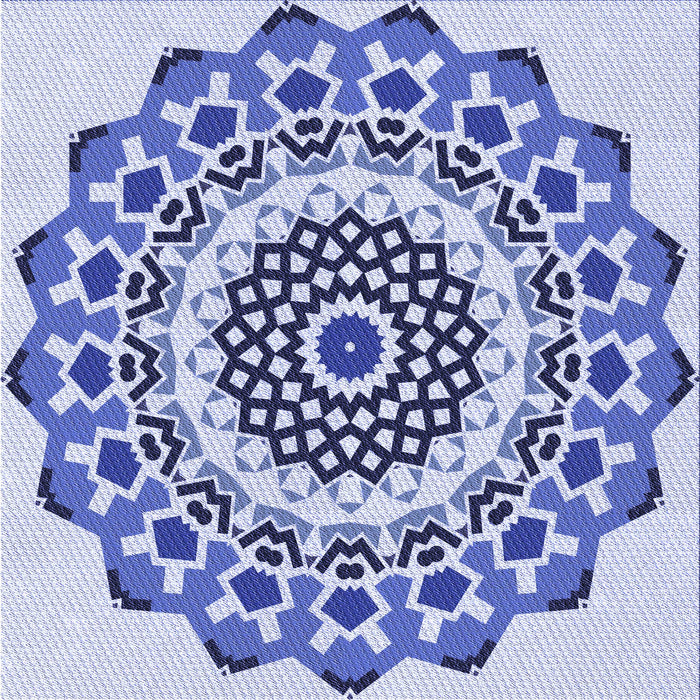 Round Machine Washable Transitional Blue Rug, wshpat1973blu