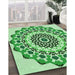 Patterned Light Green Rug in Family Room, pat1973grn