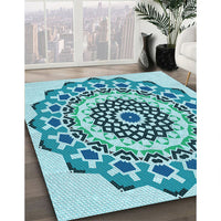 Patterned Blue Ivy Blue Rug, pat1973lblu