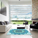 Machine Washable Transitional Blue Ivy Blue Rug in a Kitchen, wshpat1973lblu