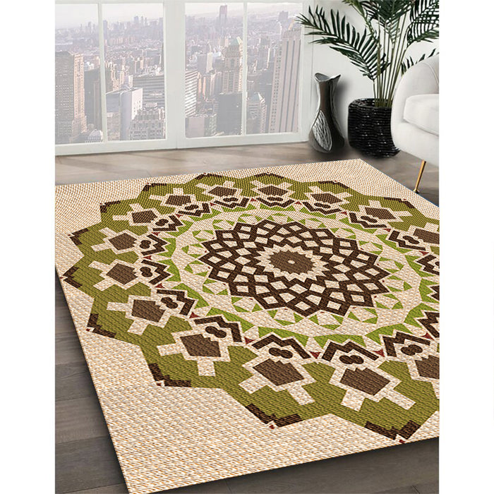Machine Washable Transitional Khaki Gold Rug in a Family Room, wshpat1973org