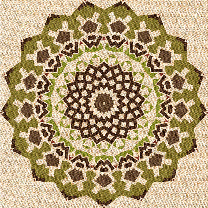 Round Patterned Khaki Gold Rug, pat1973org