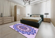 Patterned Blossom Pink Rug in a Bedroom, pat1973pur