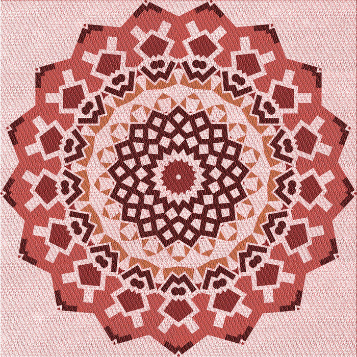 Round Patterned Red Rug, pat1973rd