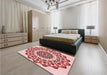 Round Machine Washable Transitional Red Rug in a Office, wshpat1973rd