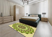 Patterned Olive Green Rug in a Bedroom, pat1973yw