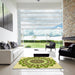 Square Patterned Olive Green Rug in a Living Room, pat1973yw