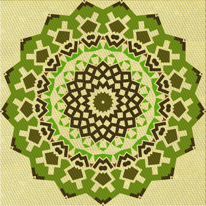 Round Patterned Olive Green Rug, pat1973yw