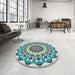 Round Patterned Green Novelty Rug in a Office, pat1973