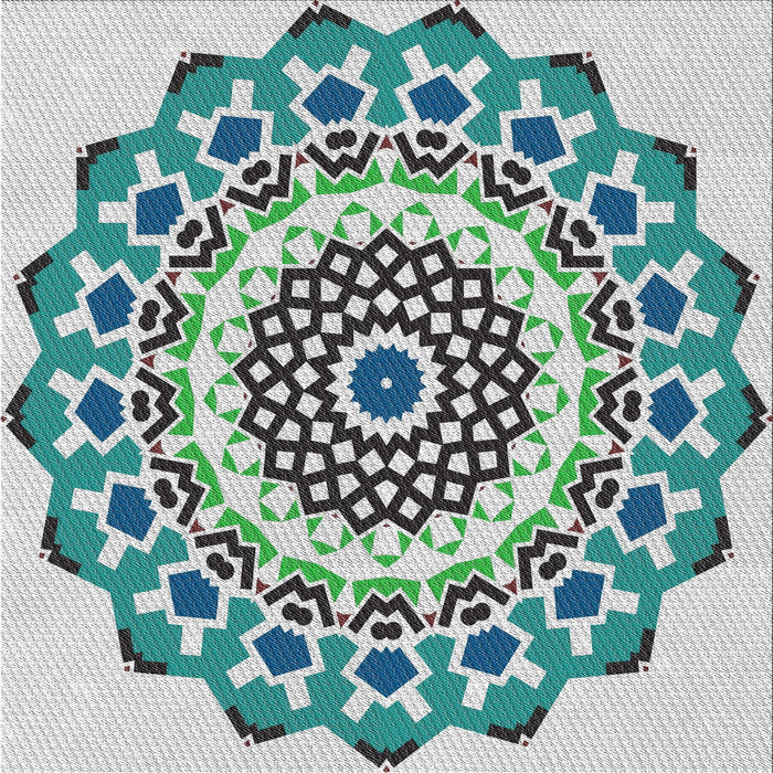 Sideview of Machine Washable Transitional Green Rug, wshpat1973