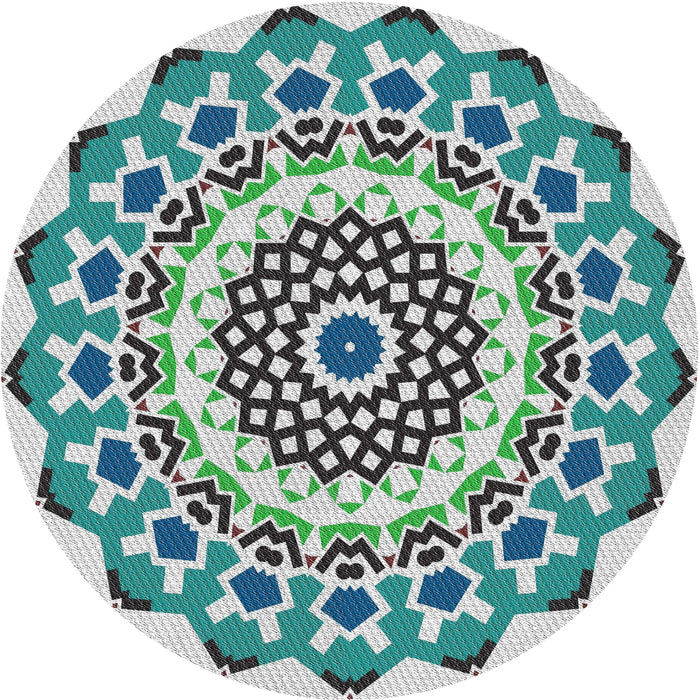 Sideview of Patterned Green Novelty Rug, pat1973