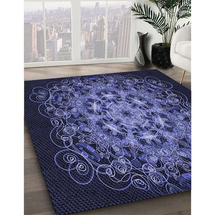 Machine Washable Transitional Night Blue Rug in a Family Room, wshpat1974blu