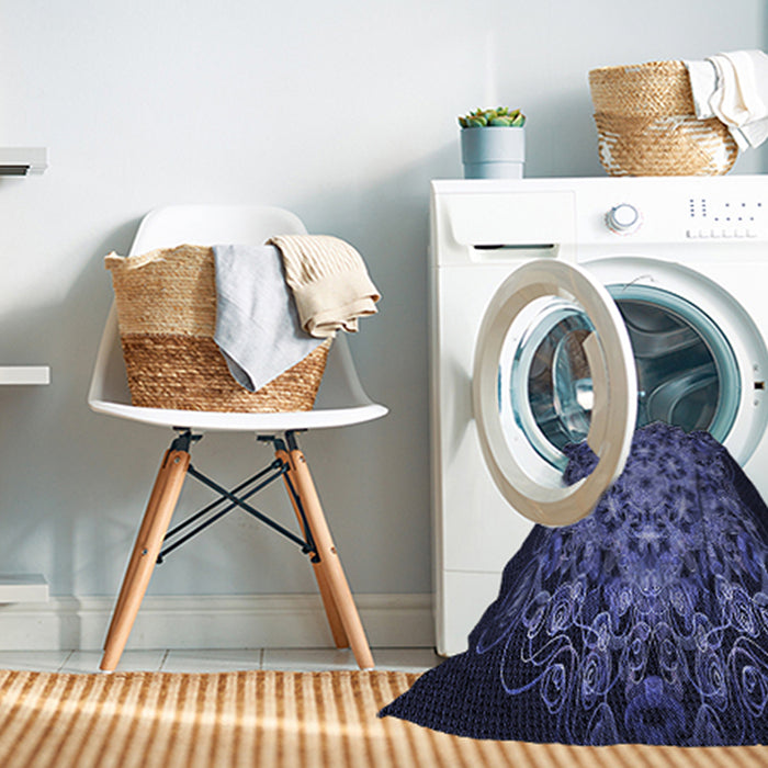 Machine Washable Transitional Night Blue Rug in a Washing Machine, wshpat1974blu