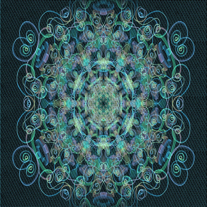 Round Patterned Deep-Sea Green Rug, pat1974lblu