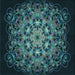 Round Patterned Deep-Sea Green Rug, pat1974lblu