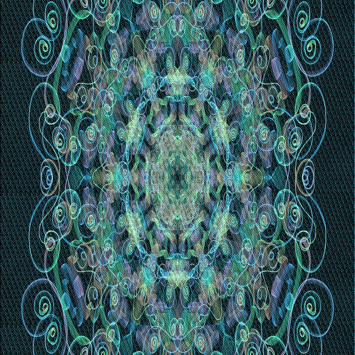 Patterned Deep-Sea Green Rug, pat1974lblu