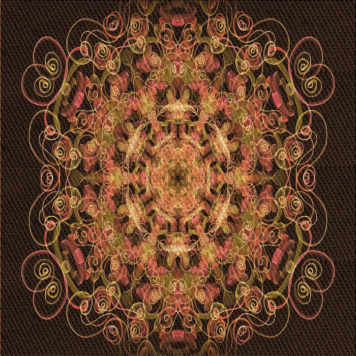 Round Patterned Black Brown Rug, pat1974org