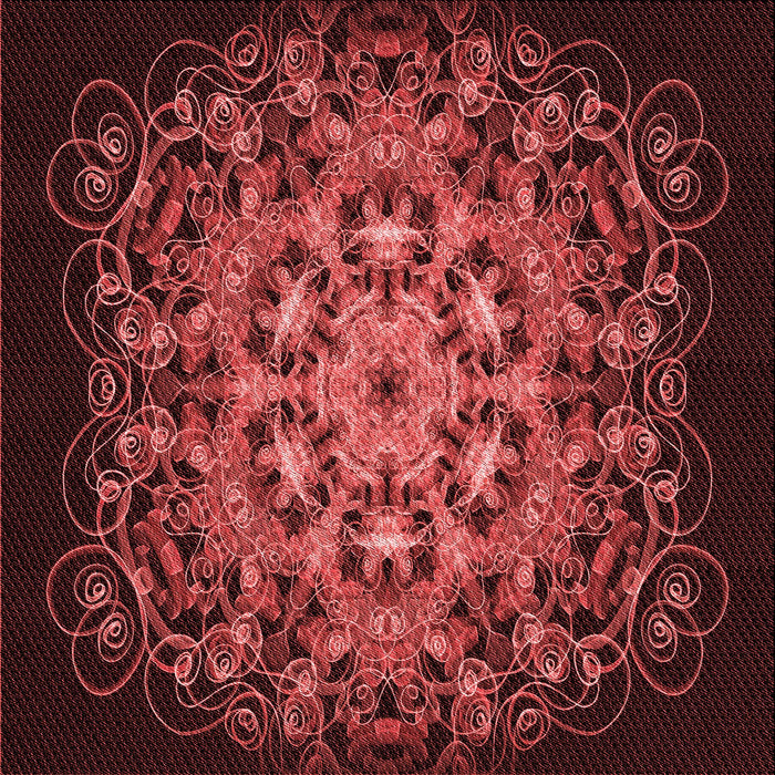 Round Patterned Red Rug, pat1974rd