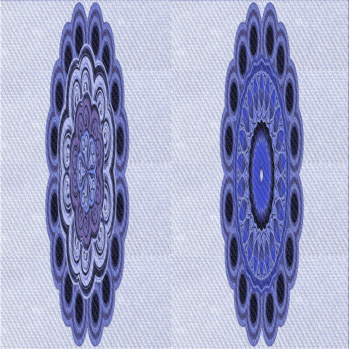 Round Patterned Blue Rug, pat1975blu