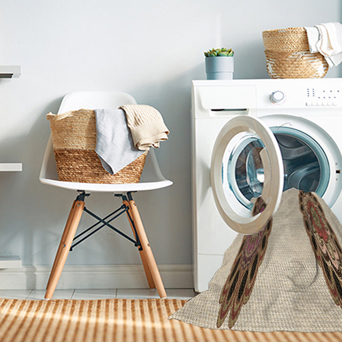 Machine Washable Transitional Vanilla Gold Rug in a Washing Machine, wshpat1975brn
