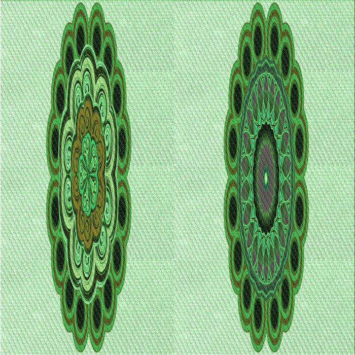 Round Machine Washable Transitional Green Rug, wshpat1975grn