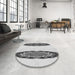 Round Patterned Platinum Gray Rug in a Office, pat1975gry