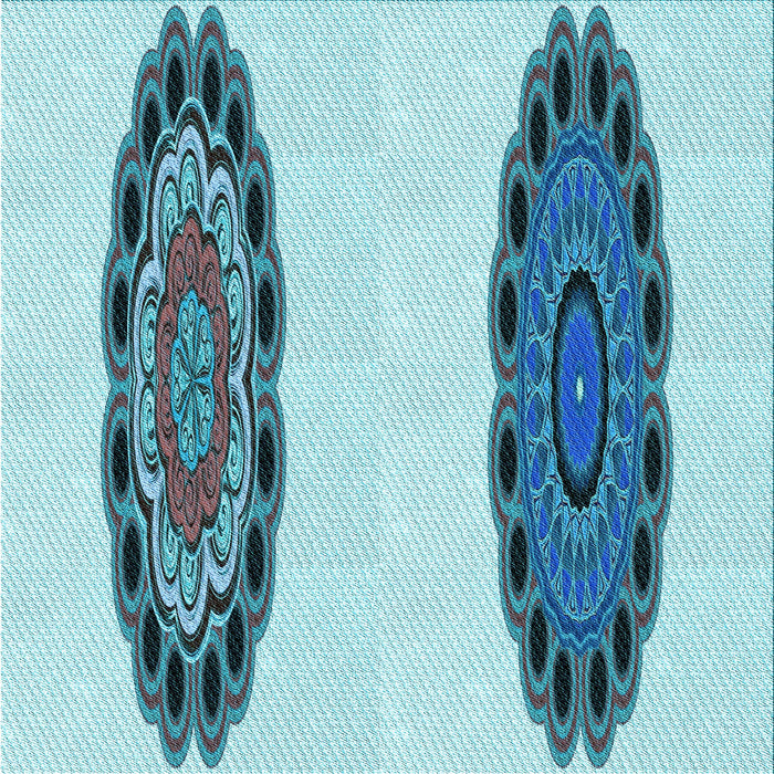 Round Patterned Glacial Blue Ice Blue Rug, pat1975lblu