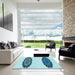 Machine Washable Transitional Glacial Blue Ice Blue Rug in a Kitchen, wshpat1975lblu