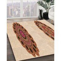 Patterned Deep Peach Orange Rug, pat1975org