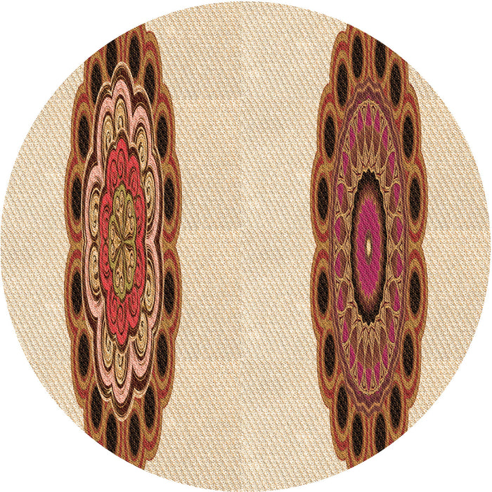 Square Patterned Deep Peach Orange Rug, pat1975org
