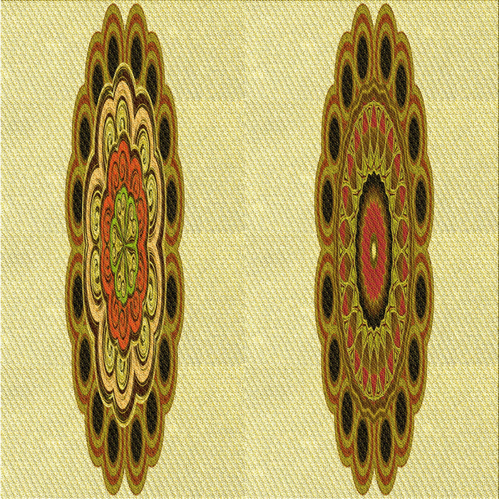 Round Patterned Dark Bisque Brown Rug, pat1975yw